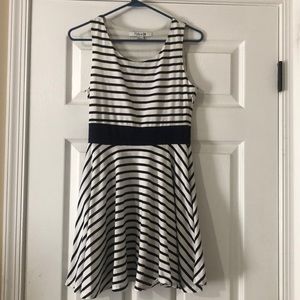 Navy and white striped dress